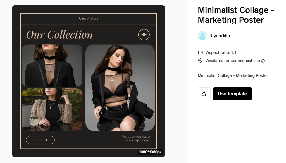 Minimalist collage marketing poster showcasing fashion items, a stylish way to build a digital brand with curated visuals.